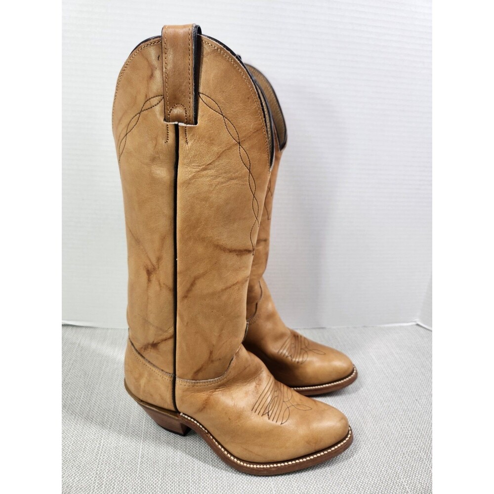 Abilene 7 M Western Tan Boots Leather Cowboy Pull On